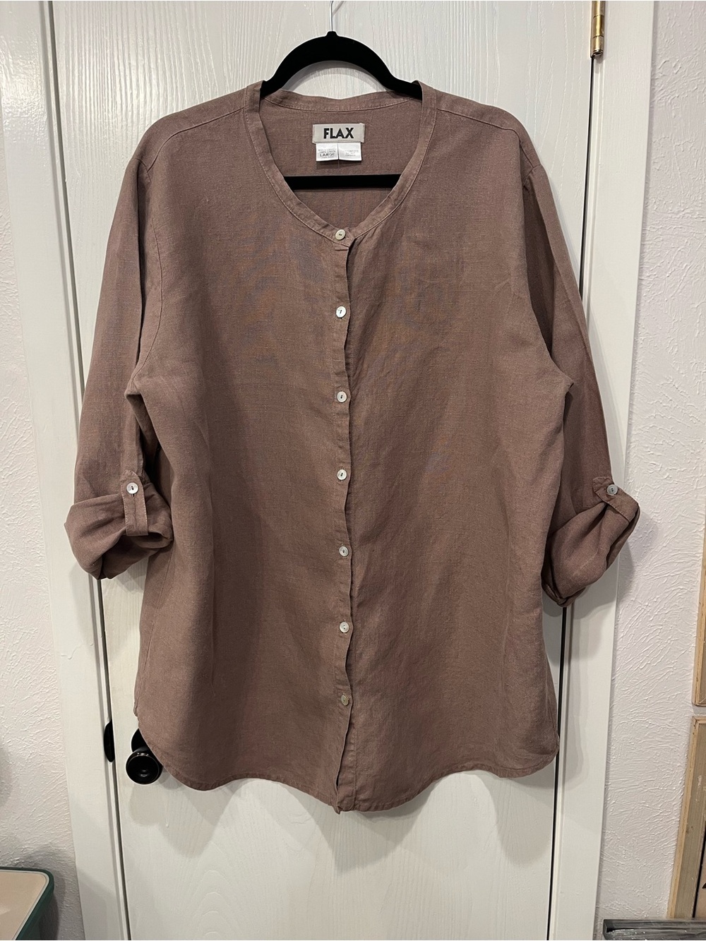 FLAX Brand Women’s Linen Button Down Tunic Top Shirt Blouse Sz Large Lagenlook